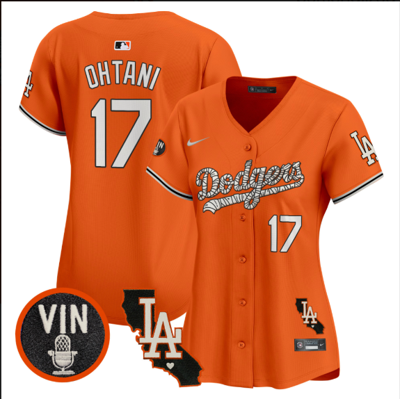 Women Los Angeles Dodgers 17 Ohtani 2025 orange Limited Stitched Jersey
